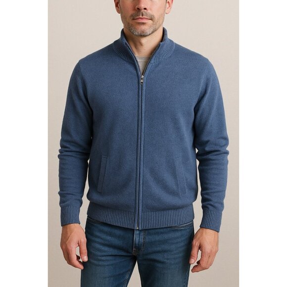 Amazon Essentials Men’s Full Zip Cotton Sweater Jacket Blue XL - Picture 1 of 9